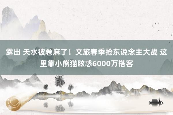 露出 天水被卷麻了！文旅春季抢东说念主大战 这里靠小熊猫眩惑6000万搭客