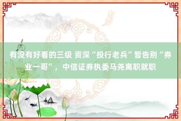 有没有好看的三级 资深“投行老兵”暂告别“券业一哥”，中信证券执委马尧离职就职