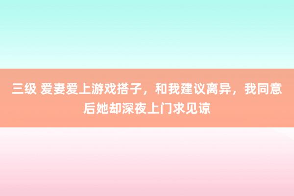 三级 爱妻爱上游戏搭子，和我建议离异，我同意后她却深夜上门求见谅