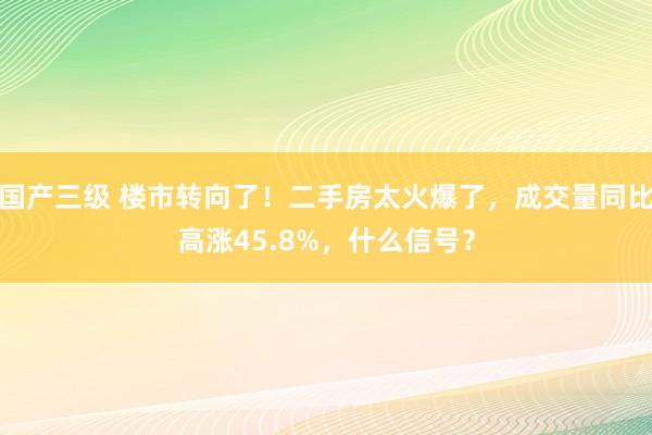 国产三级 楼市转向了！二手房太火爆了，成交量同比高涨45.8%，什么信号？