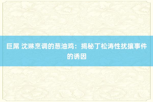 巨屌 沈琳烹调的葱油鸡：揭秘丁松涛性扰攘事件的诱因