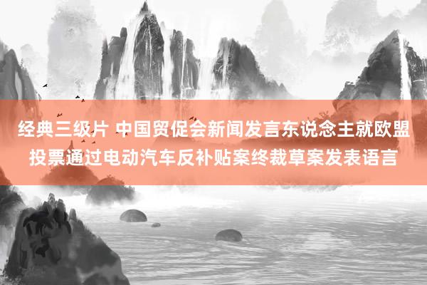 经典三级片 中国贸促会新闻发言东说念主就欧盟投票通过电动汽车反补贴案终裁草案发表语言