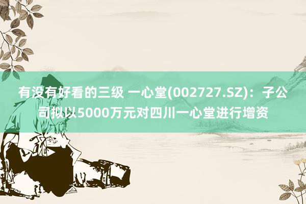 有没有好看的三级 一心堂(002727.SZ)：子公司拟以5000万元对四川一心堂进行增资