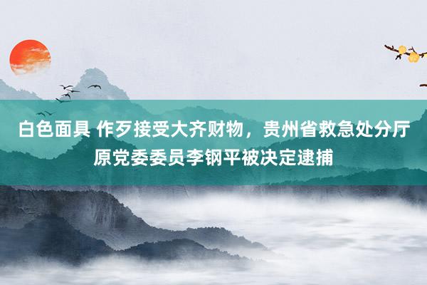 白色面具 作歹接受大齐财物，贵州省救急处分厅原党委委员李钢平被决定逮捕