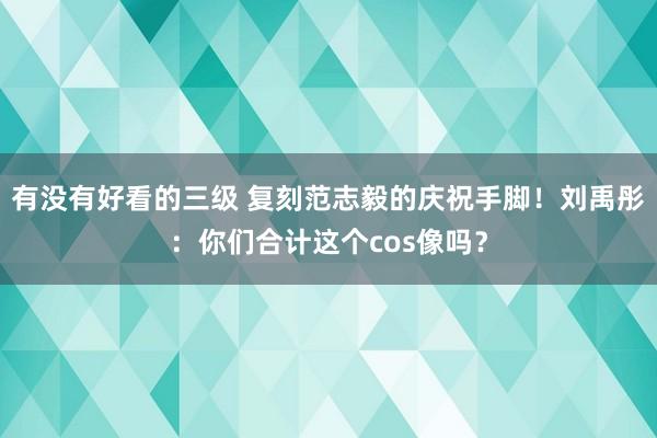 有没有好看的三级 复刻范志毅的庆祝手脚！刘禹彤：你们合计这个cos像吗？