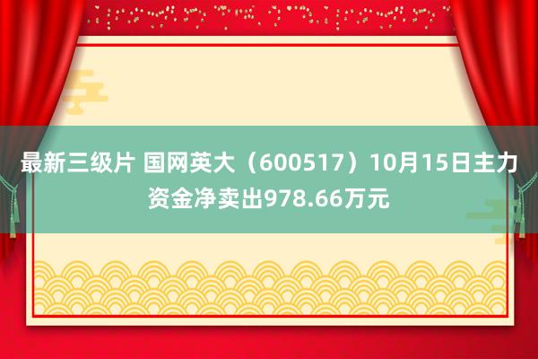 最新三级片 国网英大（600517）10月15日主力资金净卖出978.66万元