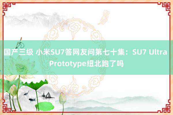 国产三级 小米SU7答网友问第七十集：SU7 Ultra Prototype纽北跑了吗