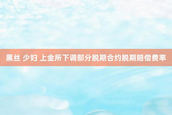 黑丝 少妇 上金所下调部分脱期合约脱期赔偿费率