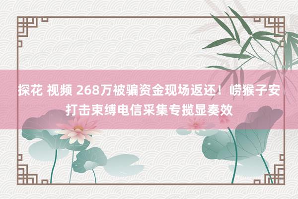 探花 视频 268万被骗资金现场返还！崂猴子安打击束缚电信采集专揽显奏效