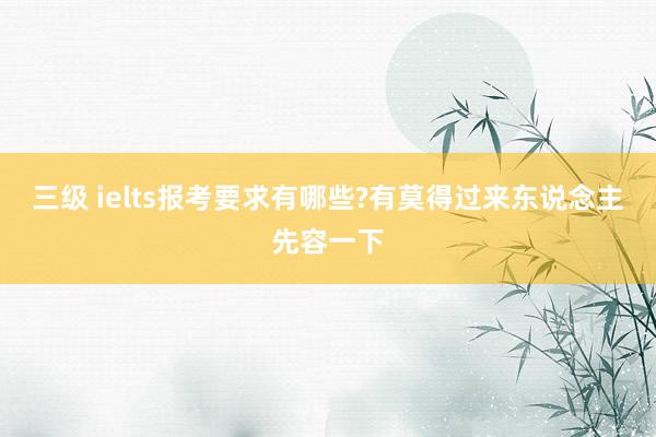 三级 ielts报考要求有哪些?有莫得过来东说念主先容一下