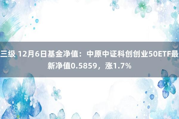 三级 12月6日基金净值：中原中证科创创业50ETF最新净值0.5859，涨1.7%