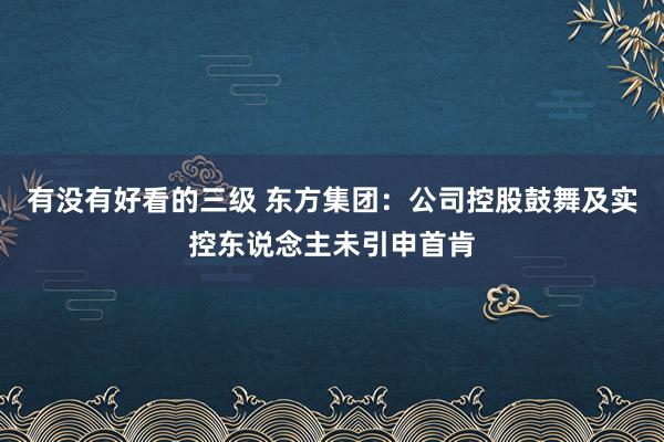 有没有好看的三级 东方集团：公司控股鼓舞及实控东说念主未引申首肯