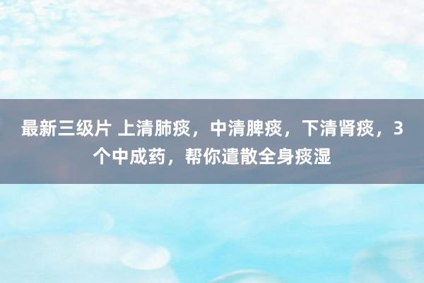 最新三级片 上清肺痰，中清脾痰，下清肾痰，3个中成药，帮你遣散全身痰湿