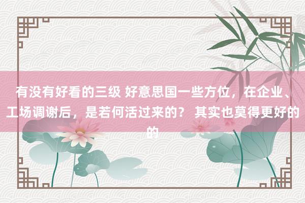 有没有好看的三级 好意思国一些方位，在企业、工场调谢后，是若何活过来的？ 其实也莫得更好的