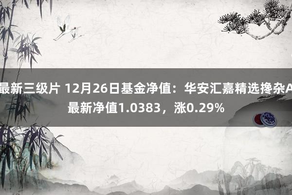 最新三级片 12月26日基金净值：华安汇嘉精选搀杂A最新净值1.0383，涨0.29%