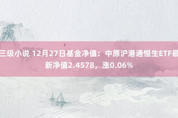 三级小说 12月27日基金净值：中原沪港通恒生ETF最新净值2.4578，涨0.06%