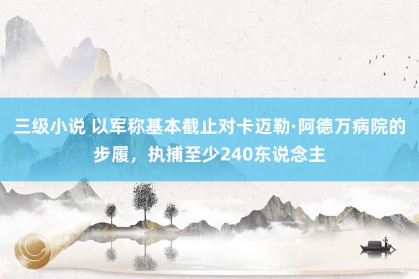 三级小说 以军称基本截止对卡迈勒·阿德万病院的步履，执捕至少240东说念主