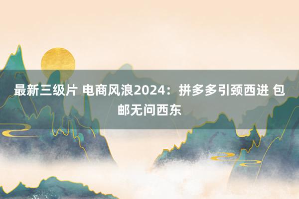 最新三级片 电商风浪2024：拼多多引颈西进 包邮无问西东