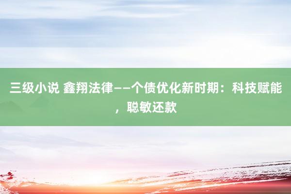 三级小说 鑫翔法律——个债优化新时期：科技赋能，聪敏还款