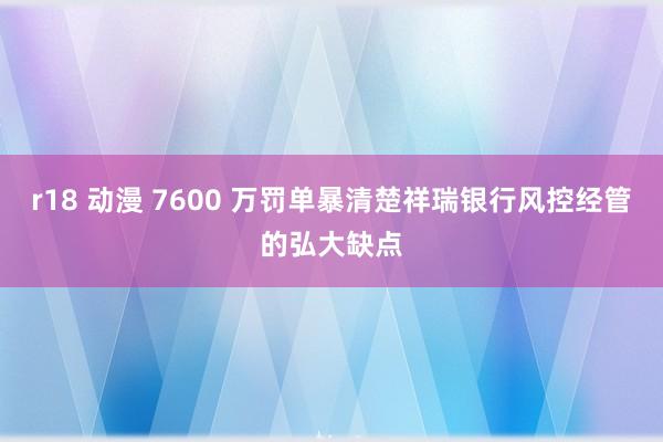 r18 动漫 7600 万罚单暴清楚祥瑞银行风控经管的弘大缺点