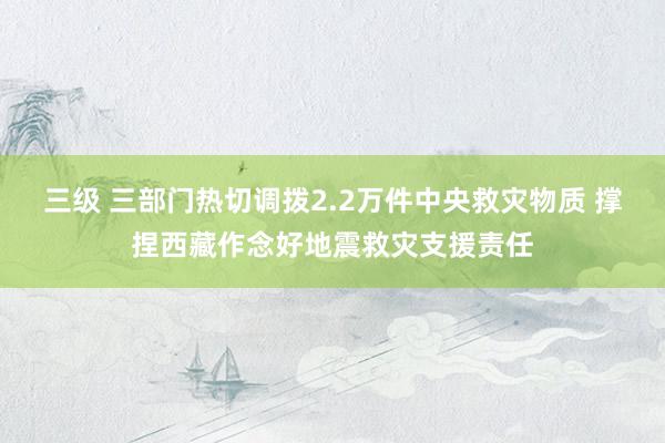 三级 三部门热切调拨2.2万件中央救灾物质 撑捏西藏作念好地震救灾支援责任