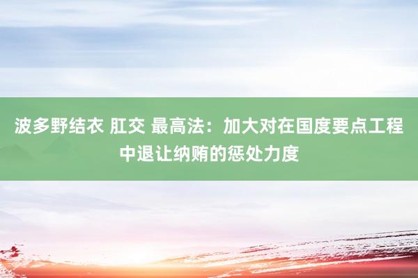 波多野结衣 肛交 最高法：加大对在国度要点工程中退让纳贿的惩处力度