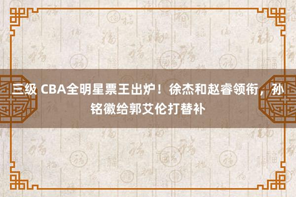 三级 CBA全明星票王出炉！徐杰和赵睿领衔，孙铭徽给郭艾伦打替补